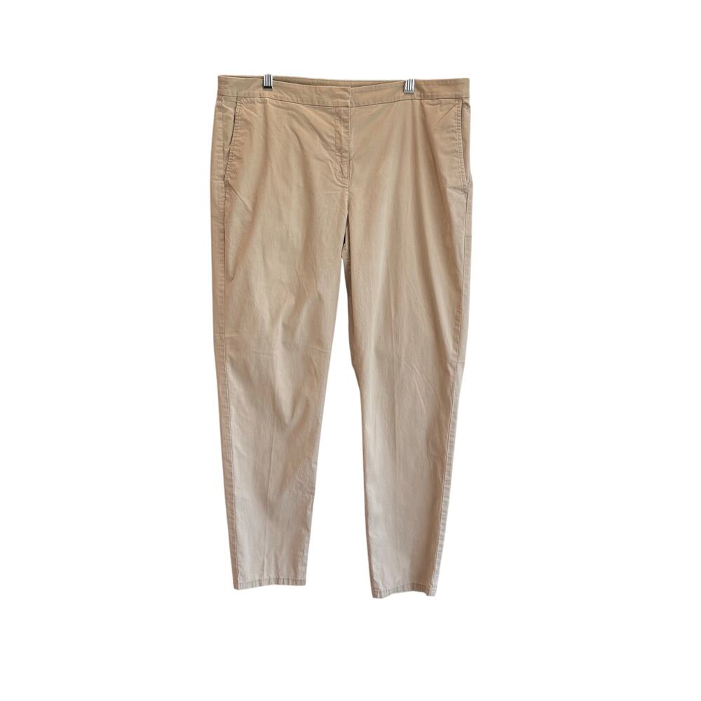 Eileen Fisher Beige Organic Cotton Tencel Stretch Straight Leg Pants 14 classic